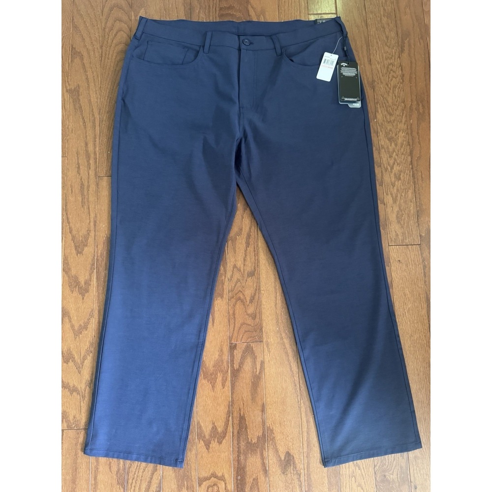 NWT Callaway Golf Pants Mens 40x30 Navy Heather Opti Dri Stretch Performance